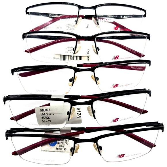 New Balance Stainless Steel Rectangular Eyeglasses Frames Unisex Lot of 10 - Picture 2 of 3